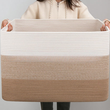 Home Essentials | Oversized Woven Storage Basket with Durable Handles | Rectangular Design for Efficient Organization 5