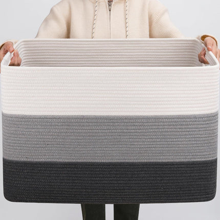 Home Essentials | Oversized Woven Storage Basket with Durable Handles | Rectangular Design for Efficient Organization 6