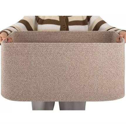 Home Essentials | Oversized Woven Storage Basket with Durable Handles | Rectangular Design for Efficient Organization 7