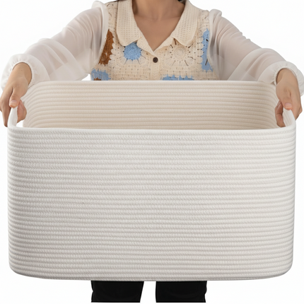 Home Essentials | Oversized Woven Storage Basket with Durable Handles | Rectangular Design for Efficient Organization 8
