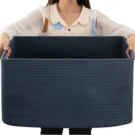 Home Essentials | Oversized Woven Storage Basket with Durable Handles | Rectangular Design for Efficient Organization 9