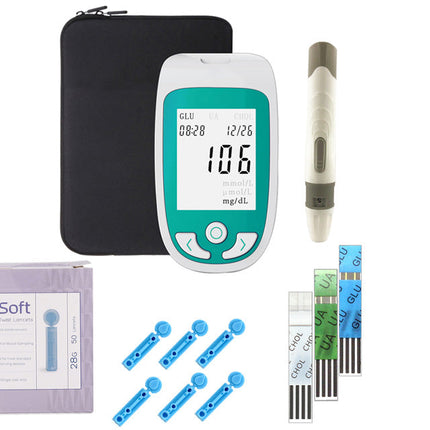 Home Health Monitor | 3-In-1 Device for Cholesterol, Glucose & Uric Acid | Quick Results for Proactive Health Management 3