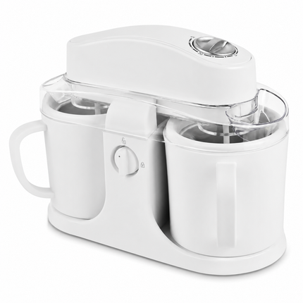 Home Treats | Dual Bowl Ice Cream Maker with Easy One-Knob Control | Compact Design for Quick Frozen Desserts 0