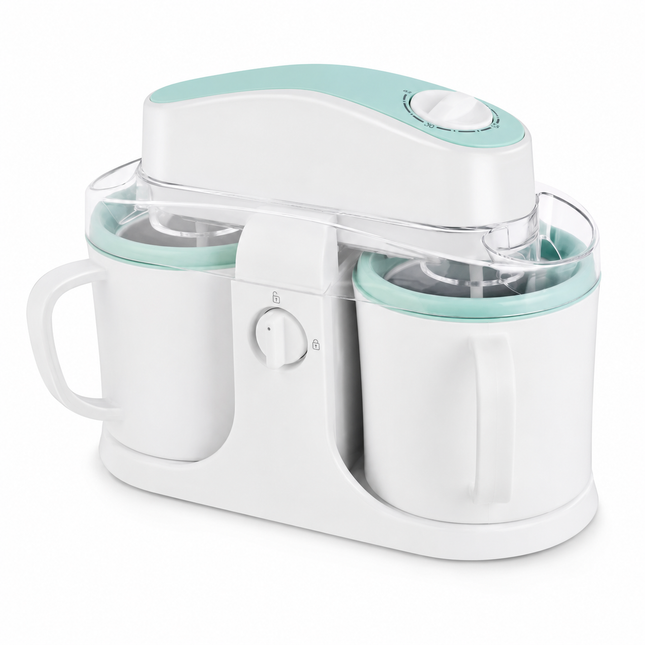 Home Treats | Dual Bowl Ice Cream Maker with Easy One-Knob Control | Compact Design for Quick Frozen Desserts 1