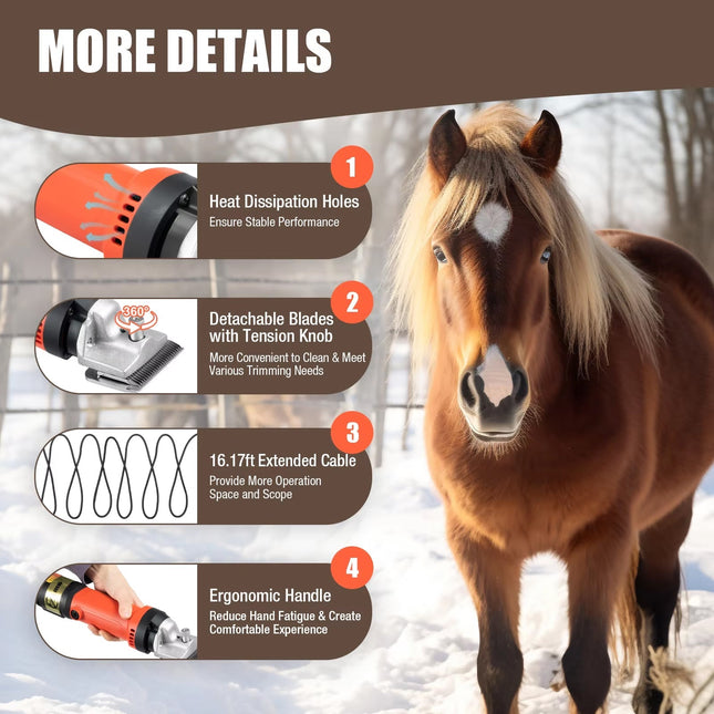Horse Clippers | Ultra-Quiet Equestrian Clippers with Ergonomic Design | Stress-Free Grooming for Sensitive Horses 1