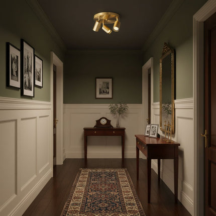 Hugo | Adjustable Multi-Head Ceiling Light with Brass Detailing | Modern Design for Versatile Indoor Lighting 7