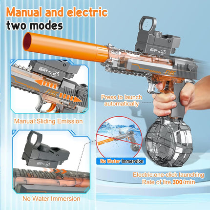 HydroBlitz Elite | Electric Water Gun with Continuous Firing & Red Dot Sight | High-Capacity Drum for Extended Play 2