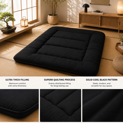 Japanese Floor Bed, 4 Inch Thick Futon Mattress, Foldable Tatami Sleeping Pad, Roll Up Floor Bed for Adults & Kids