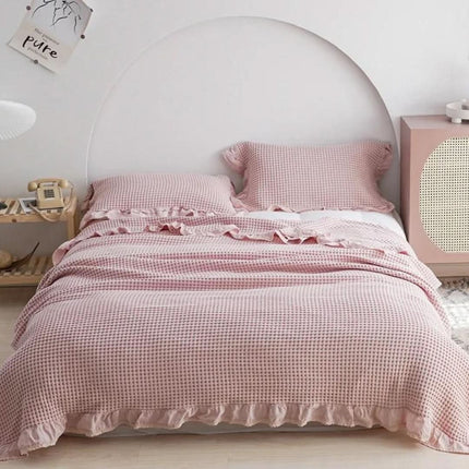 INA | Slim Cozy Blanket with Waffle Texture for All-Season Comfort 0