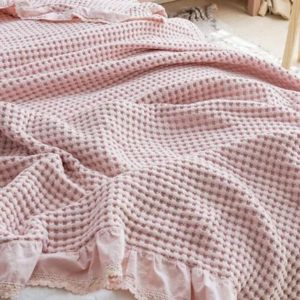 INA | Slim Cozy Blanket with Waffle Texture for All-Season Comfort 1