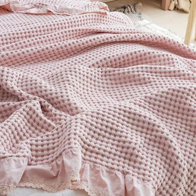 INA | Slim Cozy Blanket with Waffle Texture for All-Season Comfort 1