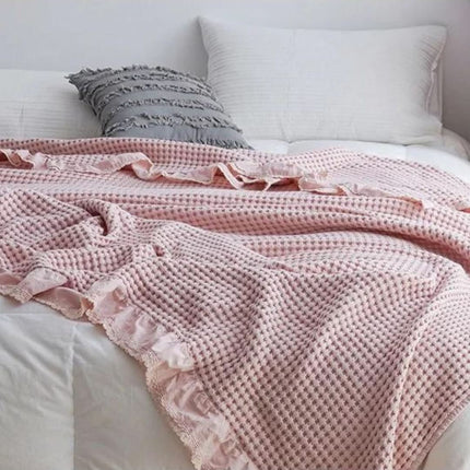 INA | Slim Cozy Blanket with Waffle Texture for All-Season Comfort 2