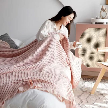 INA | Slim Cozy Blanket with Waffle Texture for All-Season Comfort 3