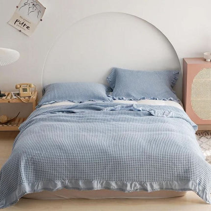 INA | Slim Cozy Blanket with Waffle Texture for All-Season Comfort 4