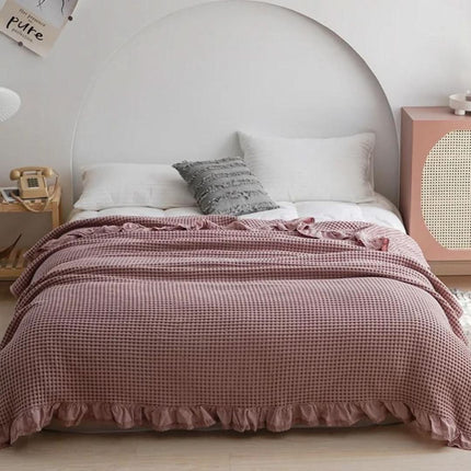 INA | Slim Cozy Blanket with Waffle Texture for All-Season Comfort 5