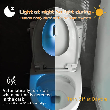 IllumiGlow | Motion Sensor Toilet Bowl Night Light with RGB Colors | Safe Navigation for Nighttime Use 2