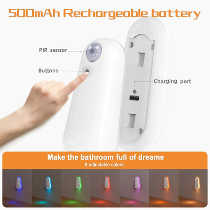 IllumiGlow | Motion Sensor Toilet Bowl Night Light with RGB Colors | Safe Navigation for Nighttime Use 4