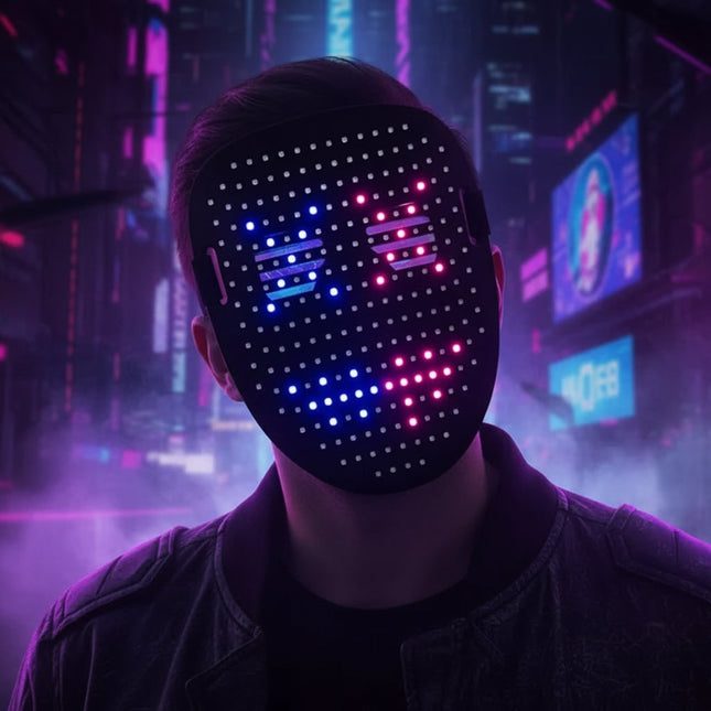 Illuminated Costume Mask | LED Full Face Design for Halloween Parties 0