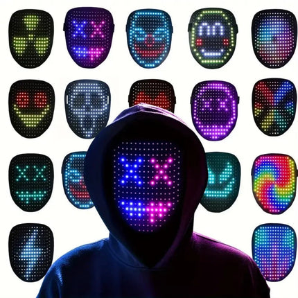 Illuminated Costume Mask | LED Full Face Design for Halloween Parties 2