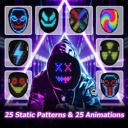 Illuminated Costume Mask | LED Full Face Design for Halloween Parties 3
