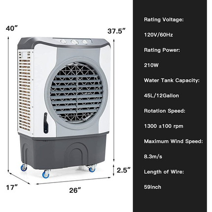 Industrial 4-in-1 Evaporative Air Cooler with 45L Tank & Powerful Airflow | Efficient Cooling Solution for Large Spaces 4