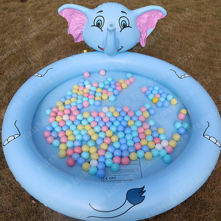 Inflatable Kiddie Pool | Elephant Design with Colorful Balls | Spacious Plastic Swimming Pool for Endless Summer Fun 0