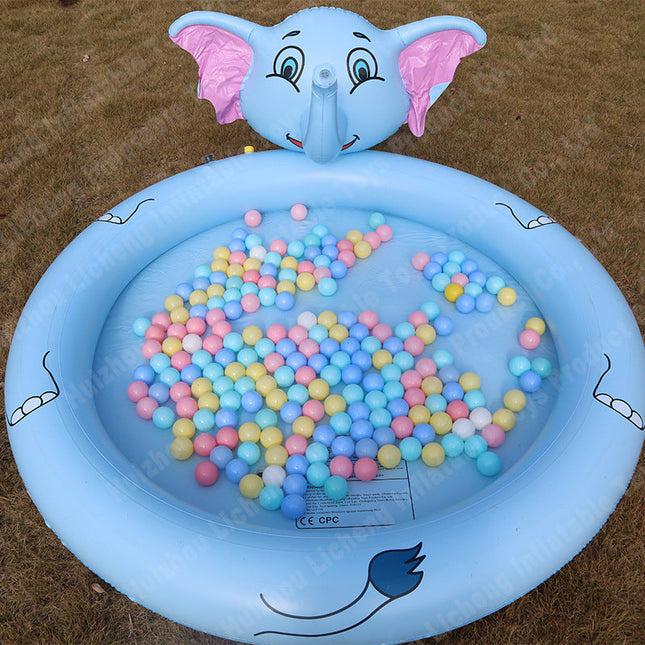 Inflatable Kiddie Pool | Elephant Design with Colorful Balls | Spacious Plastic Swimming Pool for Endless Summer Fun 0