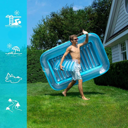 Inflatable Lounge Chair with Headrest & Cup Holders | Comfortable Pool Lounger Float for Ultimate Summer Relaxation 1