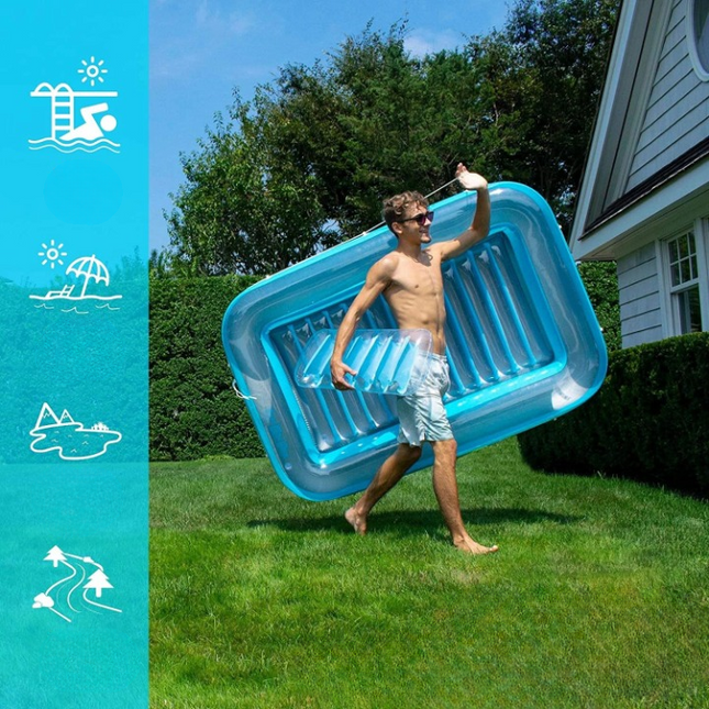 Inflatable Lounge Chair with Headrest & Cup Holders | Comfortable Pool Lounger Float for Ultimate Summer Relaxation 1