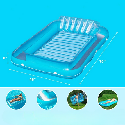Inflatable Lounge Chair with Headrest & Cup Holders | Comfortable Pool Lounger Float for Ultimate Summer Relaxation 2