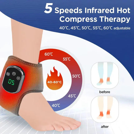 Infrared Hot Compress Ankle Massager with 5 Heating Levels & Adjustable Vibration for Pain Relief 5