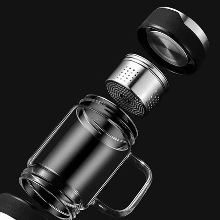 Tea Mug with Infuser, Double Wall Glass Mug with Handle – image 4
