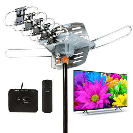 Innovative HD TV Antenna | 360-Degree Motorized Reception with Remote Control | Durable Design for Clear Broadcasts 0
