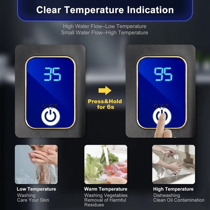 Instant Hot Water Heater | Electric Tankless Water Heater with LED Display | Compact Design for Space-Saving Efficiency 5