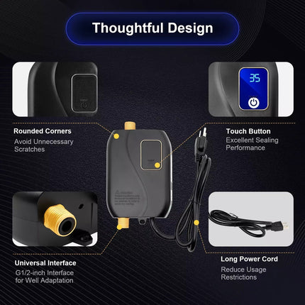 Instant Hot Water Heater | Electric Tankless Water Heater with LED Display | Compact Design for Space-Saving Efficiency 6