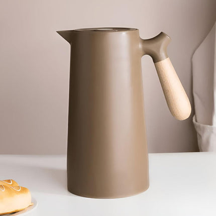 Insulated Thermal Carafe | Double Wall Beverage Server with Wood Handle | 1L Capacity for Hot and Cold Drinks 3