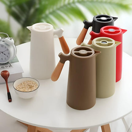 Insulated Thermal Carafe | Double Wall Beverage Server with Wood Handle | 1L Capacity for Hot and Cold Drinks 8