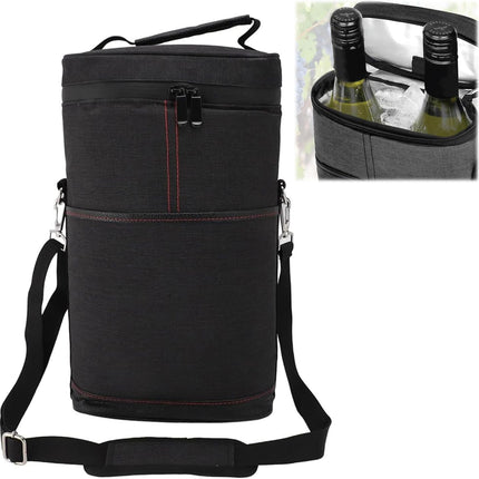Insulated Wine Tote Bag for 2 Bottles with Adjustable Strap | Durable Canvas Carrier for Safe Travel 0