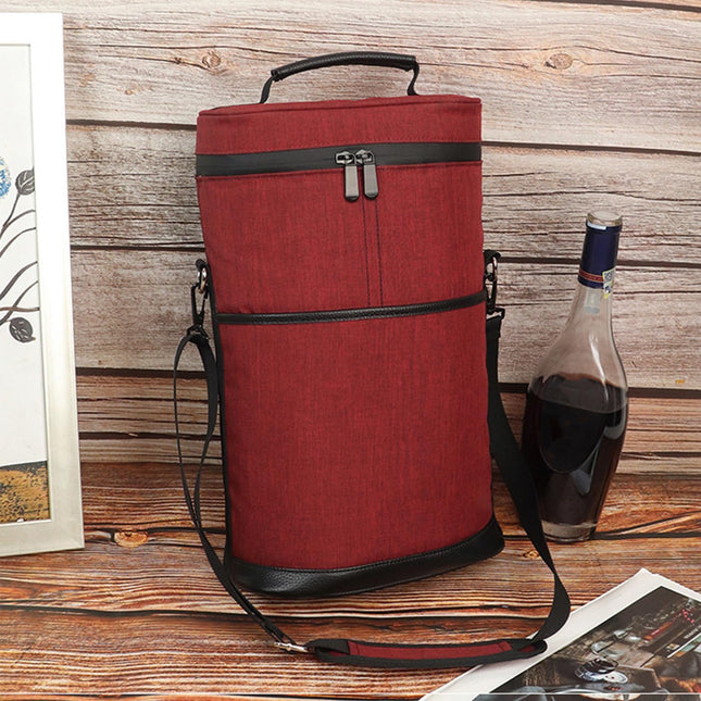 Insulated Wine Tote Bag for 2 Bottles with Adjustable Strap | Durable Canvas Carrier for Safe Travel 1