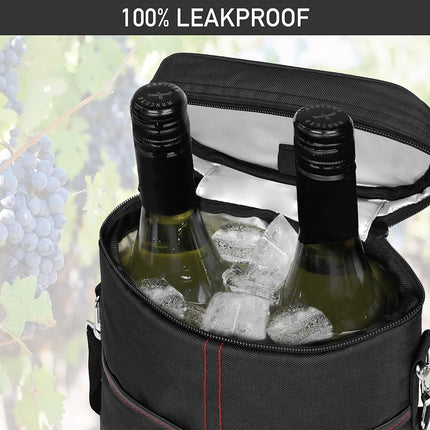 Insulated Wine Tote Bag for 2 Bottles with Adjustable Strap | Durable Canvas Carrier for Safe Travel 4