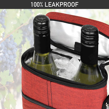 Insulated Wine Tote Bag for 2 Bottles with Adjustable Strap | Durable Canvas Carrier for Safe Travel 9