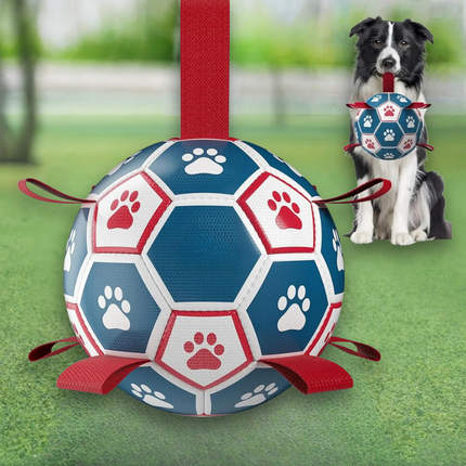 Interactive Dog Toy | Durable Soccer Ball with Mesh Rope Grip | Fun for Outdoor Play 0