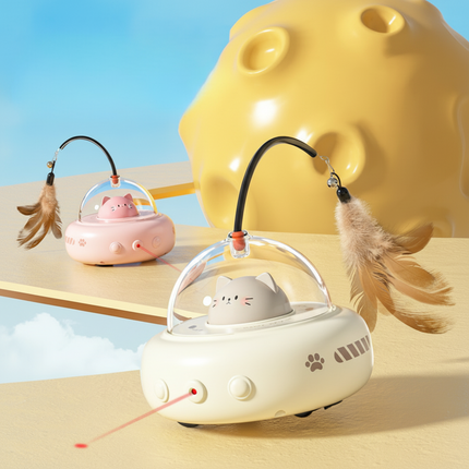 Interactive Laser Cat Toy with Feather Teaser for Active Play 2