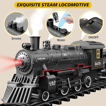 Interactive Train Set | Battery-Powered Electric Locomotive with Lights & Sounds | Realistic Steam Effects for Endless Fun 1