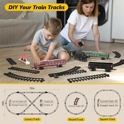 Interactive Train Set | Battery-Powered Electric Locomotive with Lights & Sounds | Realistic Steam Effects for Endless Fun 3