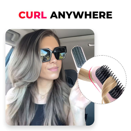 Cordless Curling Brush, Rechargeable Ceramic Hair Straightener for Travel