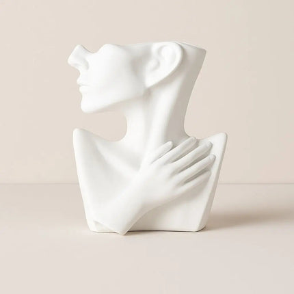 Vases, Ceramic Vase for Flowers with Abstract Face, Modern Decorative Vase for Home Decor and Office Decor