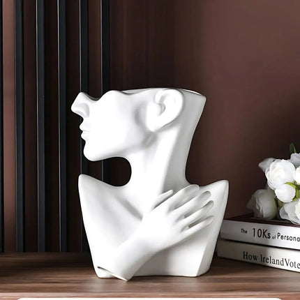 Ceramic Vase for Flowers with Abstract Face, Modern Decorative Vase for Home Decor and Office Decor – image 4