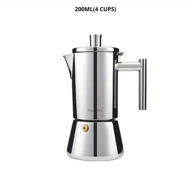 Italian Moka Pot | Premium Stainless Steel Espresso Maker with Heat-Resistant Handle | Versatile Brewing for Authentic Flavor 0