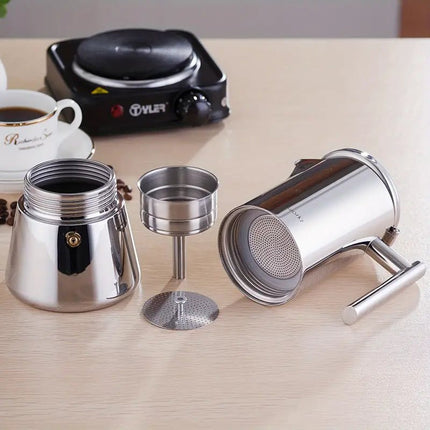 Italian Moka Pot | Premium Stainless Steel Espresso Maker with Heat-Resistant Handle | Versatile Brewing for Authentic Flavor 2
